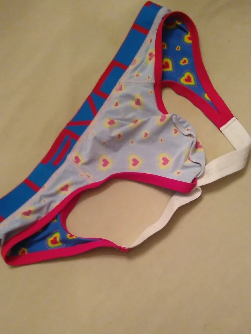 Andrew Christian Buttless Briefs with Neon Rainbow Hearts🏳️‍🌈